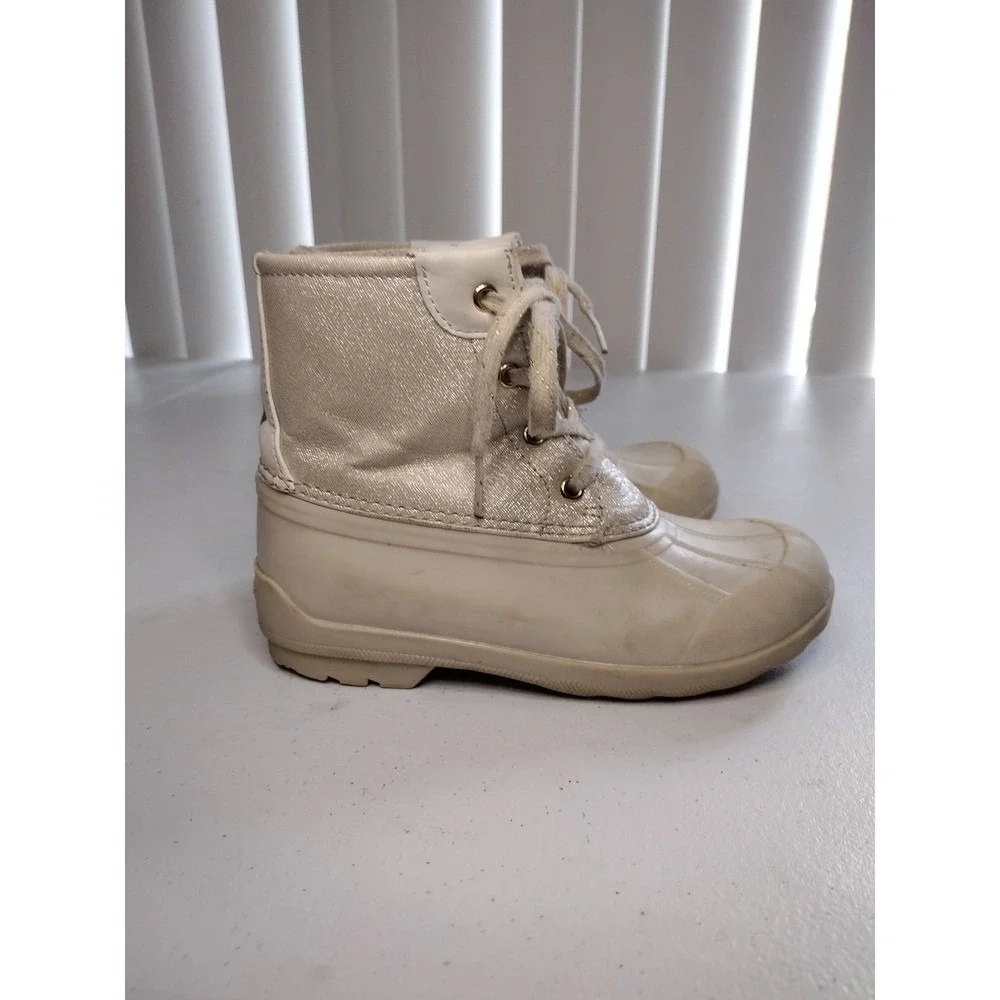 Sperry Top Sider Kids Boots Beige Glitter Waterproof Duck Boots Size 1